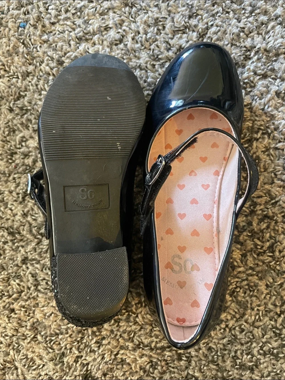 SO Smooth Black Memory Foam Dress Shoes with Glitter Block Heel